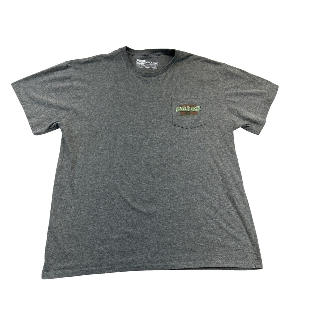 Drake Waterfowl T-Shirt Mens XL Gray Big Duck Energy Graphic Pocket Tee SS‎